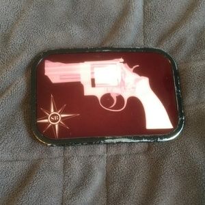 Pink gun x-ray belt buckle
